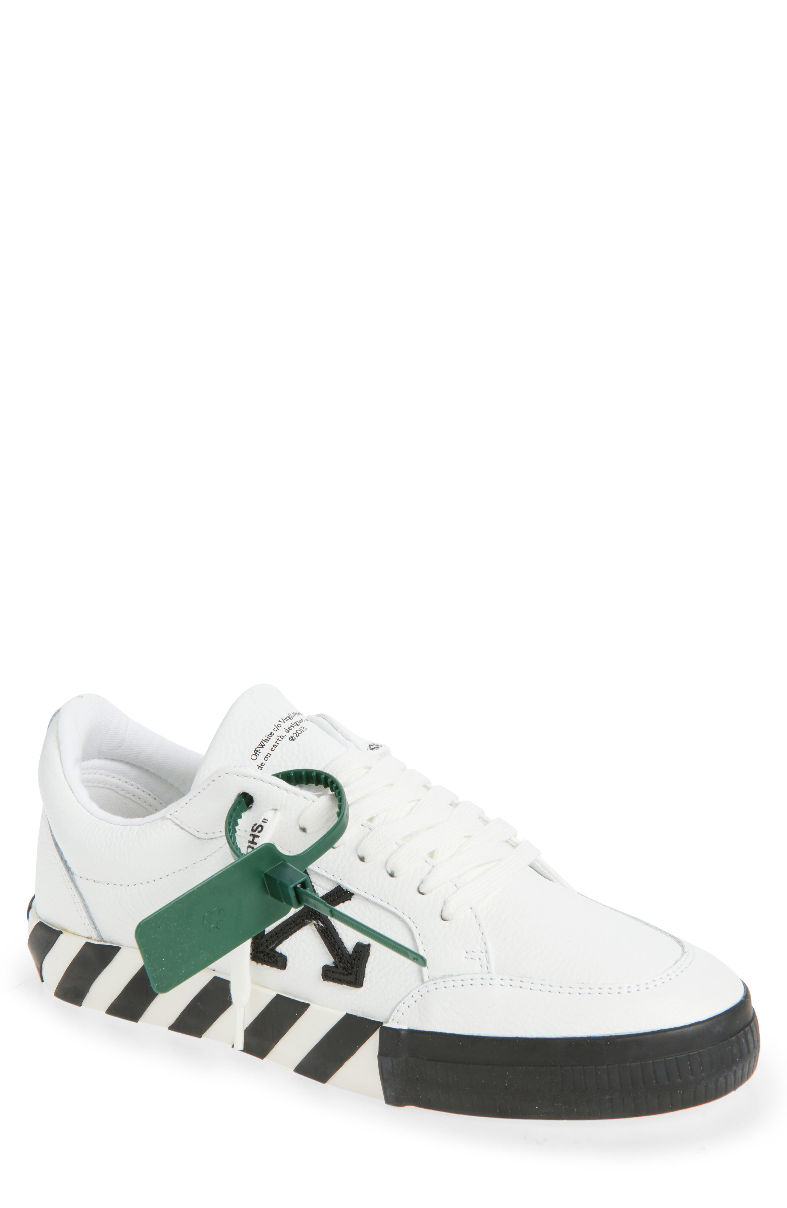 Low Vulcanized Leather Sneaker, Main, color, BLACK/ WHITE LEATHER