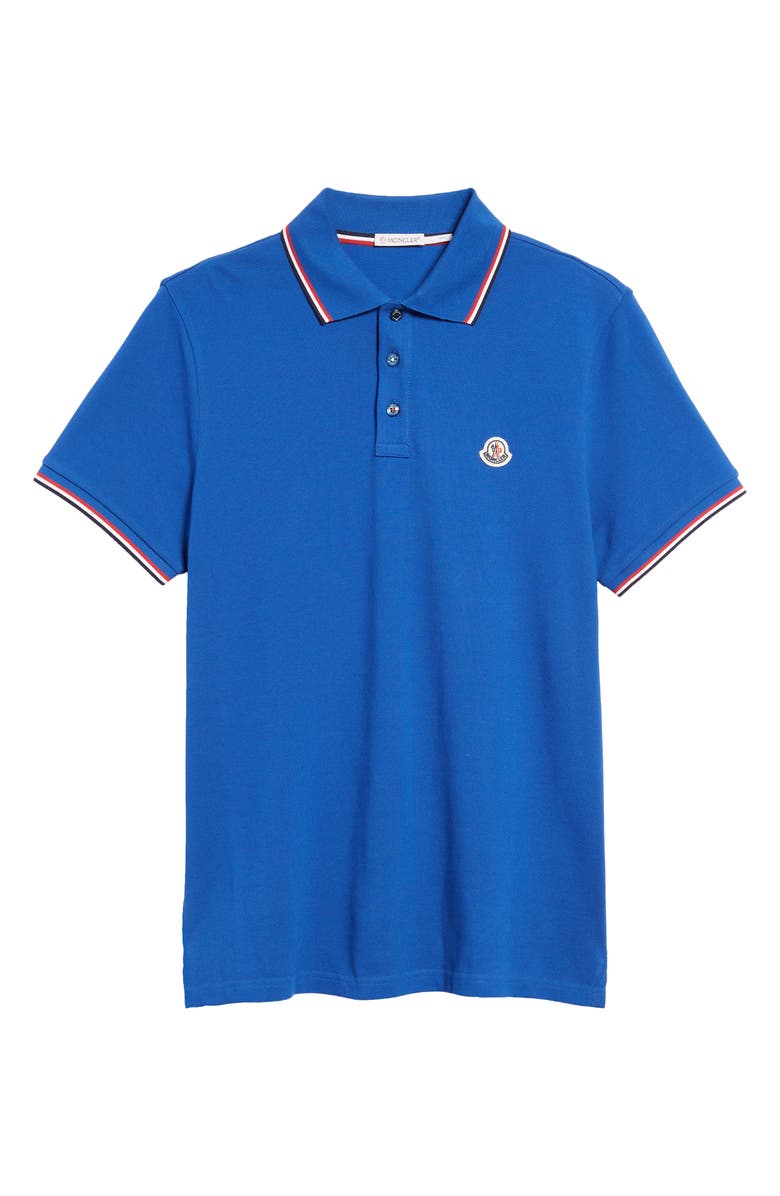 Moncler Tipped Piqué Polo, Alternate, color, Navy