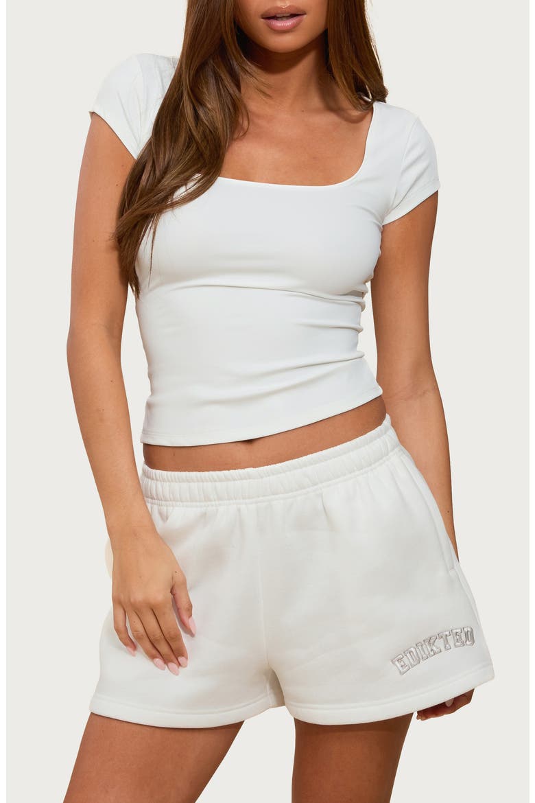 Delaney Square Neck Cap Sleeve Crop Top, Main, color, WHITE