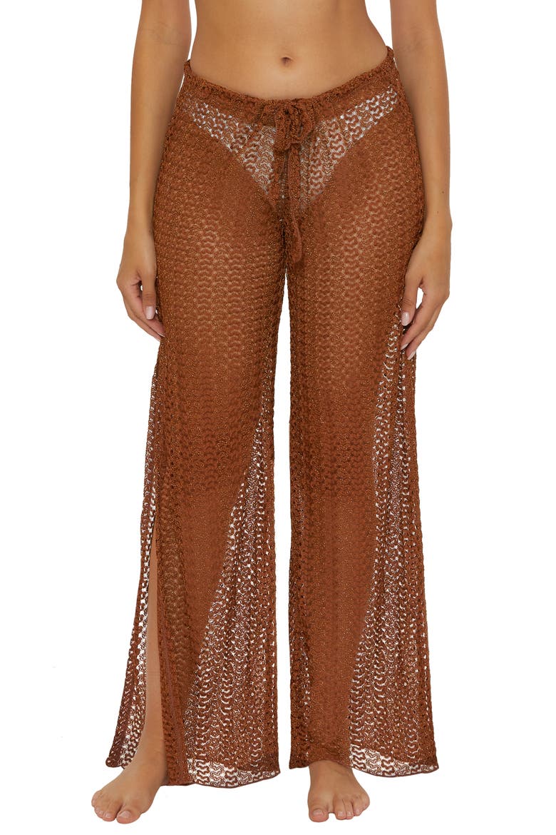 Golden Lace Cover-Up Pants, Main, color, BRONZE