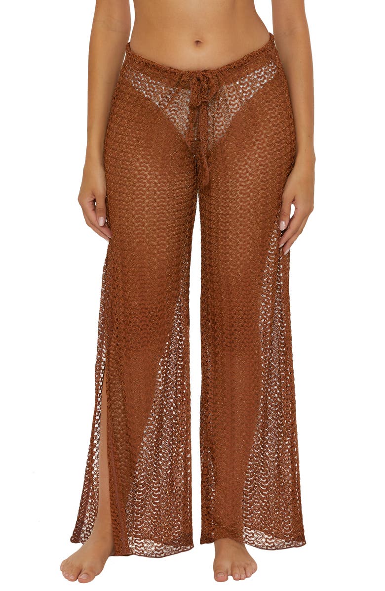 Becca Golden Lace Cover-Up Pants, Main, color, Bronze