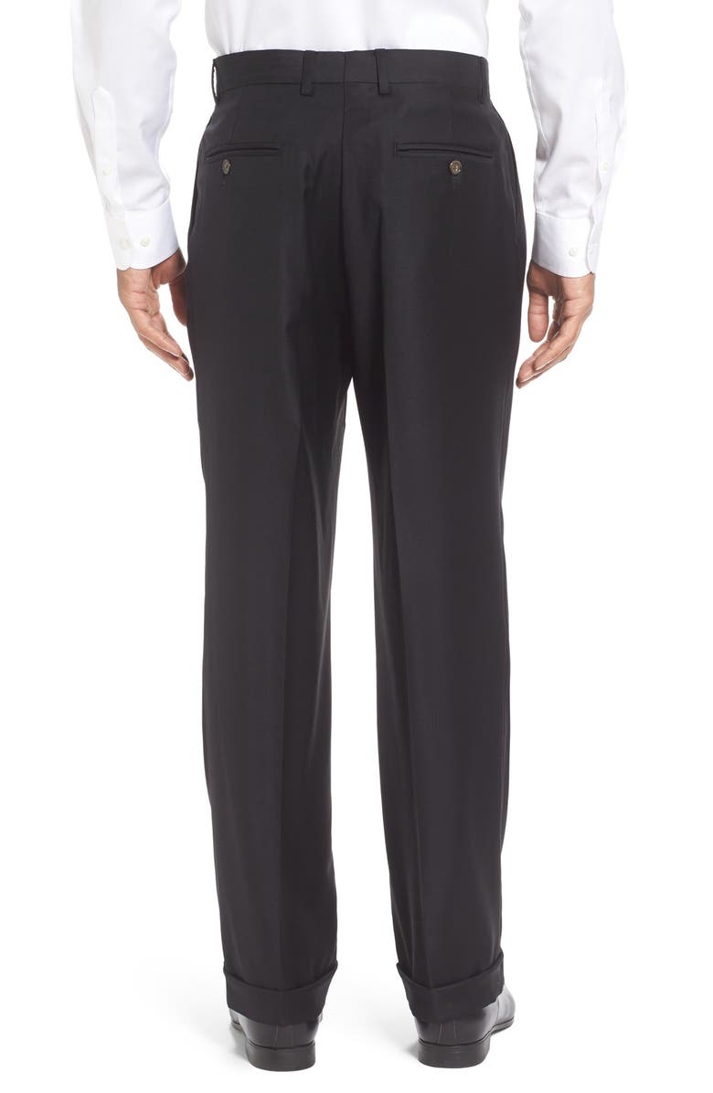 Berle Super 130s Gabardine Pleated Trousers, Alternate, color, 
