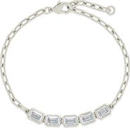 Sterling Forever Nyssa Bezel Cubic Zirconia Station Bracelet