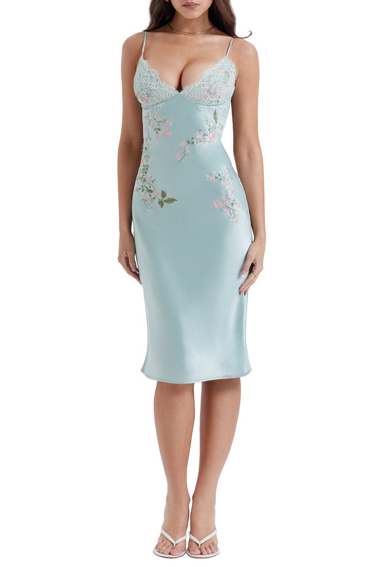 Fallon Lace Satin Slipdress, Main, color, LIGHT JADE
