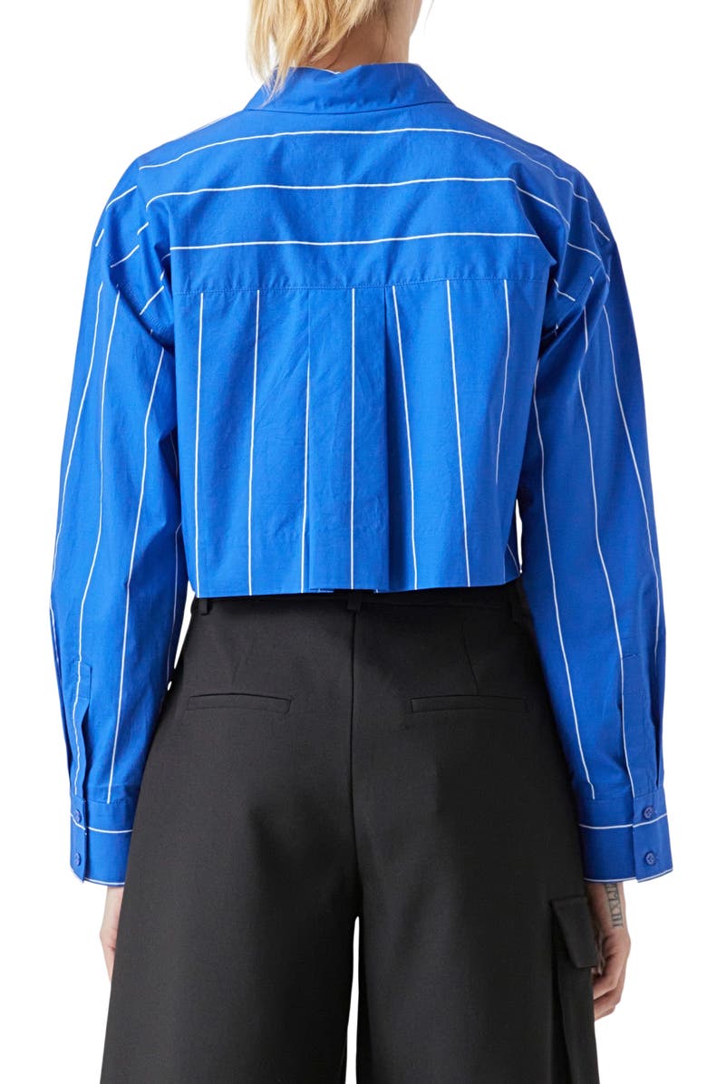 Grey Lab Stripe Crop Button-Up Shirt, Alternate, color,
