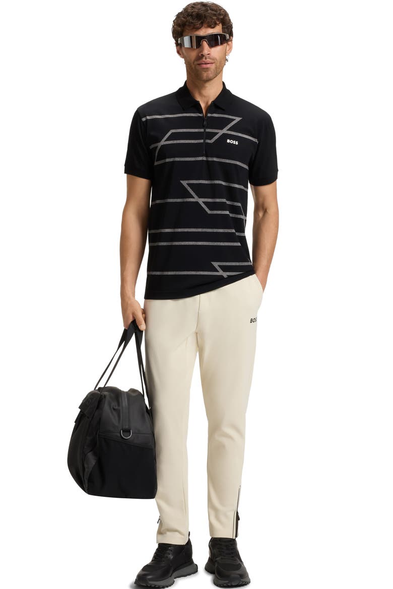 BOSS Phlix Geometric Print Cotton Zip Polo (Men) | Nordstrom