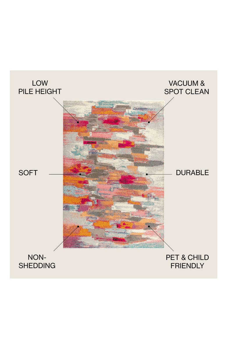 JONATHAN Y Contemporary POP Modern Abstract Brushstroke Area Rug, Alternate, color, Ivory/Pink