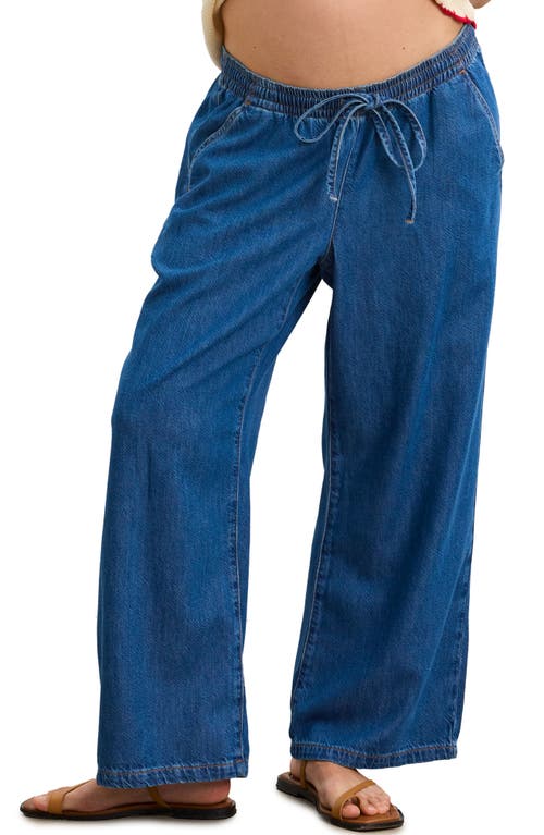 Hatch The Drapey Denim Wide Leg Pant In Blue