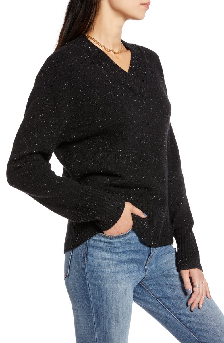 Treasure & Bond Cozy Nep Flecked V-Neck Sweater, Alternate, color,