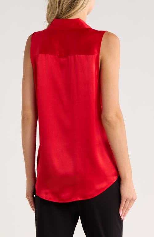 L Agence L'agence Emmy Sleeveless Silk Shirt In Red