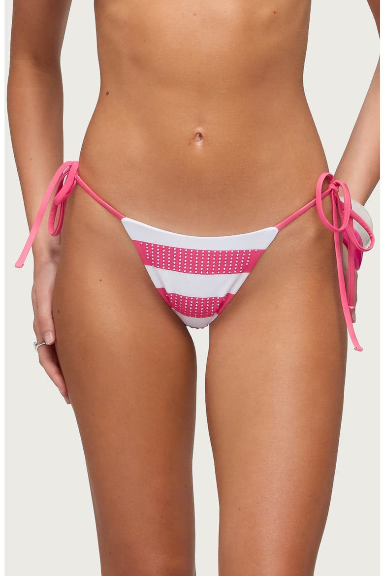 Bellie Rhinestone Swim Bottoms, Main, color, WHITE-AND-PINK