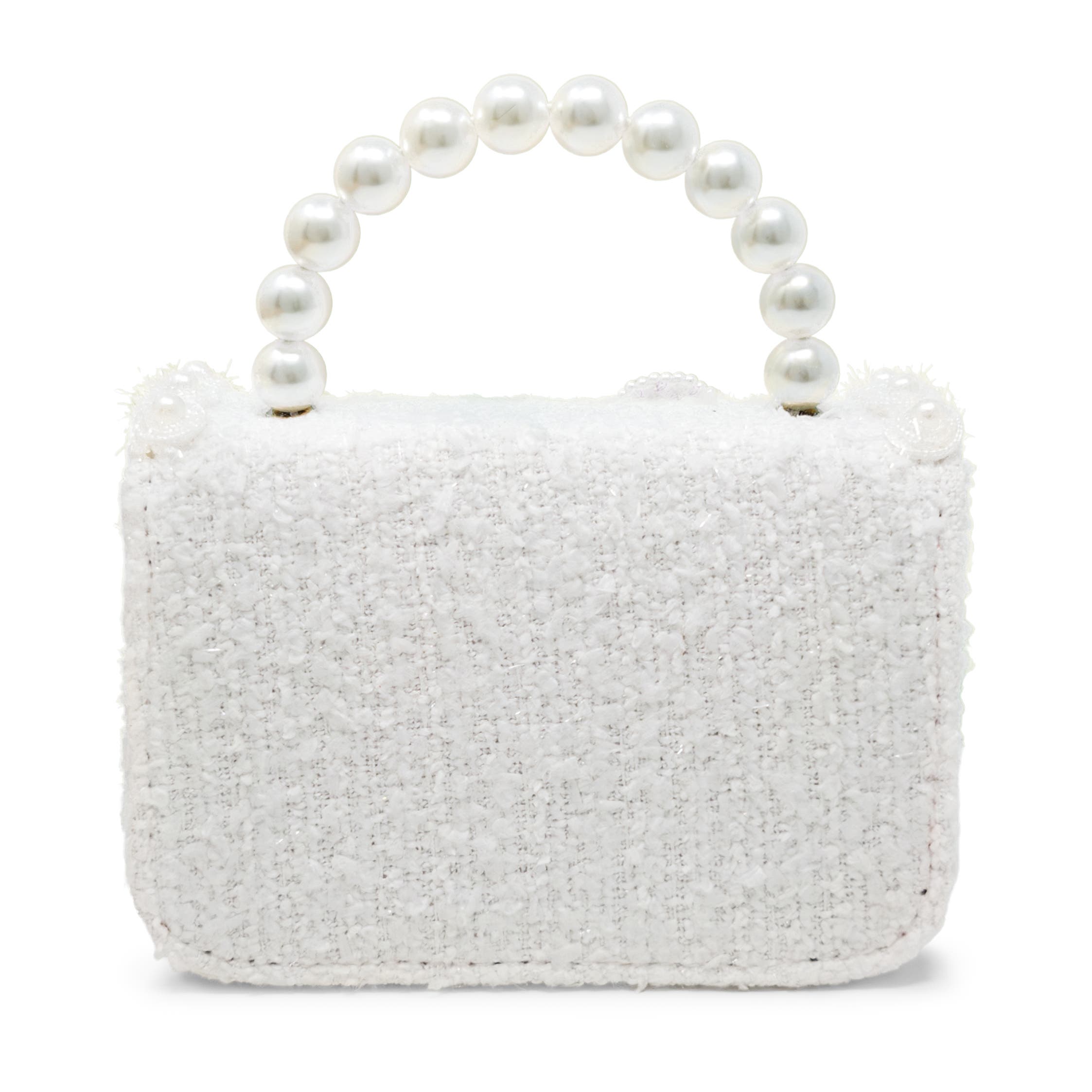 Puttisu Royal Camellia Pearl Tweed Handbag, Alternate, color, Ivory Pearl