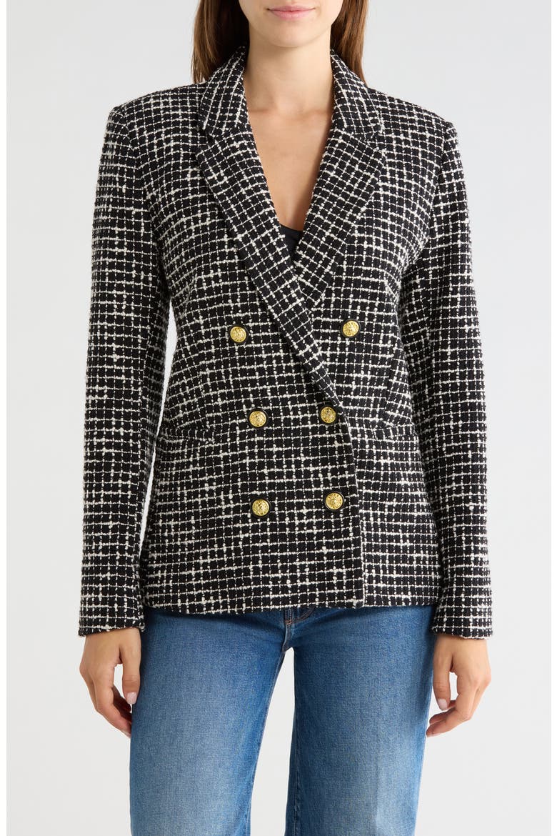Colin Double Breasted Blazer, Main, color, BLACK/ ECRU
