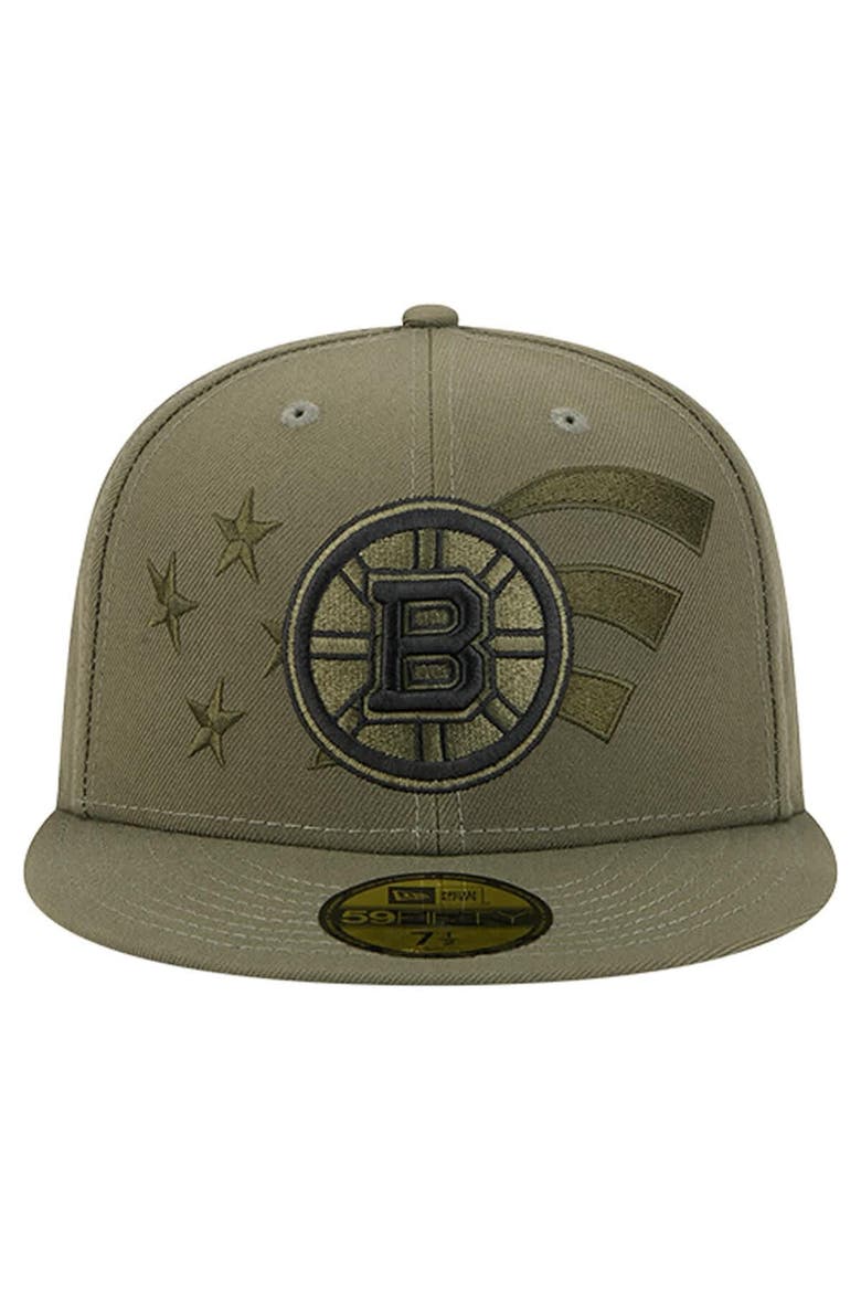 Men's New Era  Olive Boston Bruins Military Appreciation Flag 59FIFTY Fitted Hat, Alternate, color, Olive