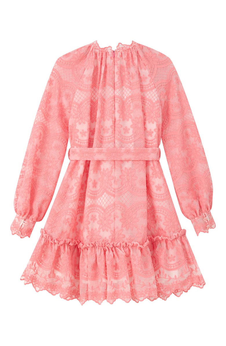 Marlo Kids Kaia Lace Embroidered Mini Dress, Alternate, color, Peach
