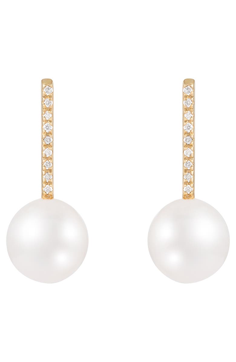 SPLENDID PEARLS Freshwater Pearl & Diamond Drop Earrings - 0.09ct., Alternate, color,