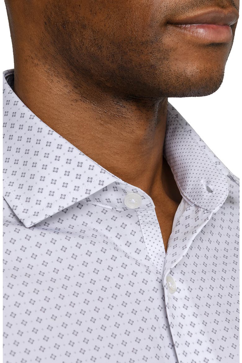 Double Diamond Slim Fit Performance Dress Shirt, Alternate, color, WHITE/ SILVER