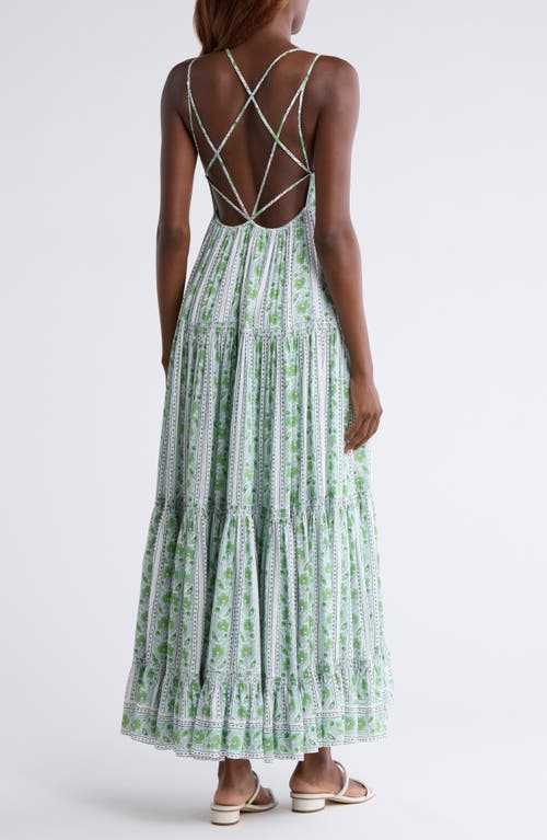 Alicia Bell Scarlett Tiered Cotton & Silk Cover-up Maxi Dress In Green