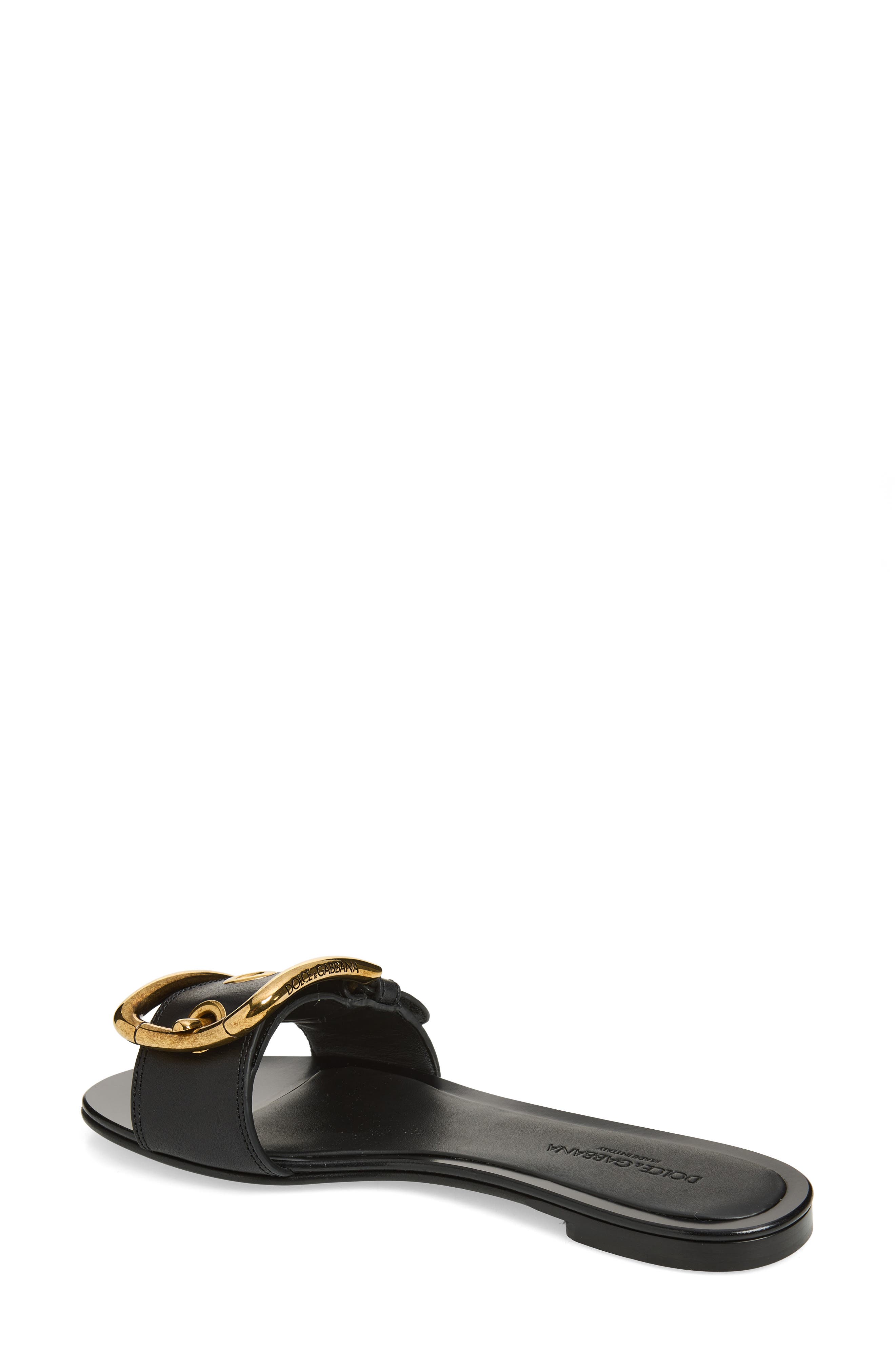 Dolce&Gabbana Buckle Slide Sandal, Alternate, color, Nero