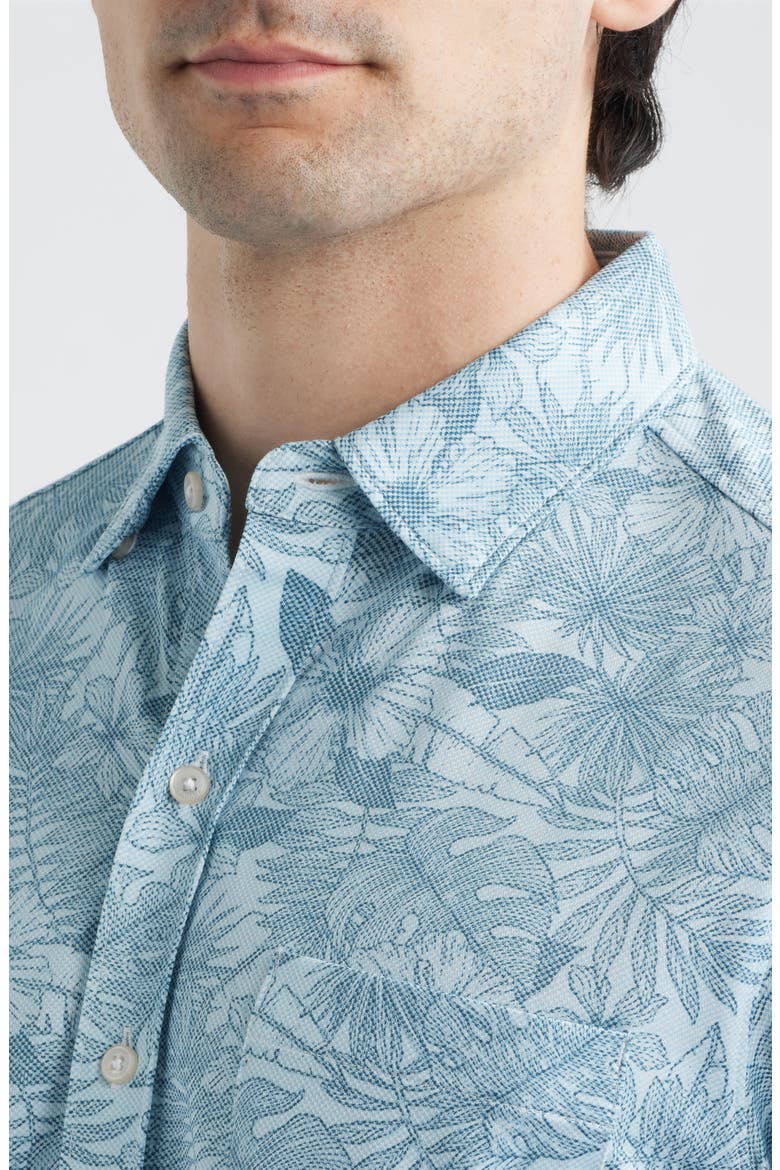 San Lucio Villa Evora IslandZone® Knit Short Sleeve Cotton Blend Button-Up Shirt, Alternate, color, SEA ICE