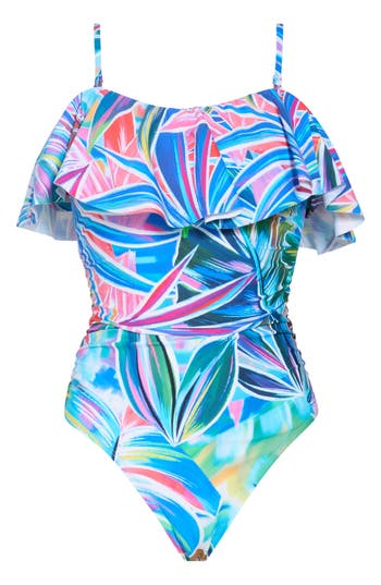La Blanca Palm Off-the-shoulder One-piece