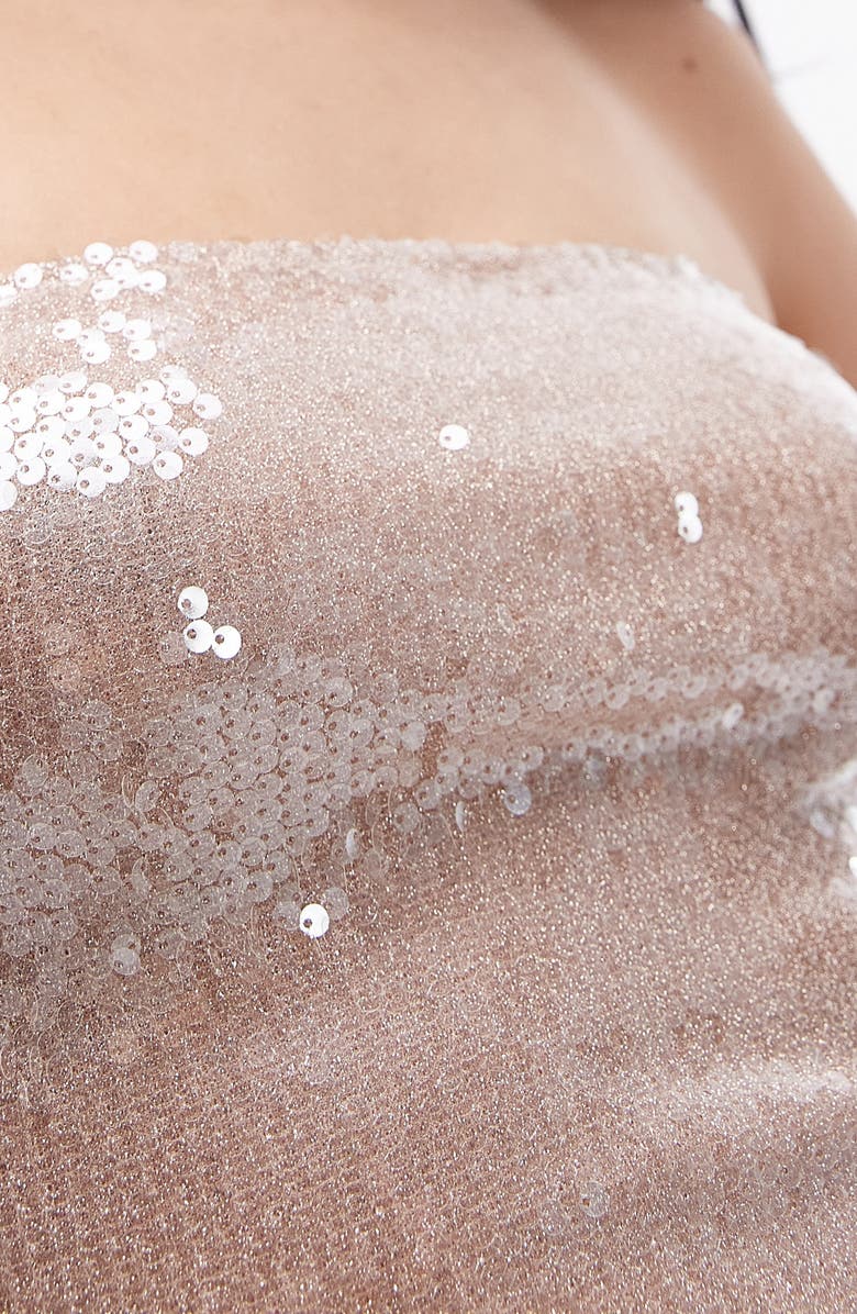 Topshop Sequin Bandeau Top, Alternate, color, 