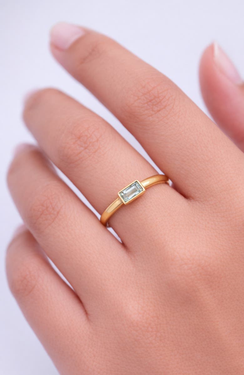 Argento Vivo Sterling Silver Blue Topaz Baguette Ring, Alternate, color, Gold