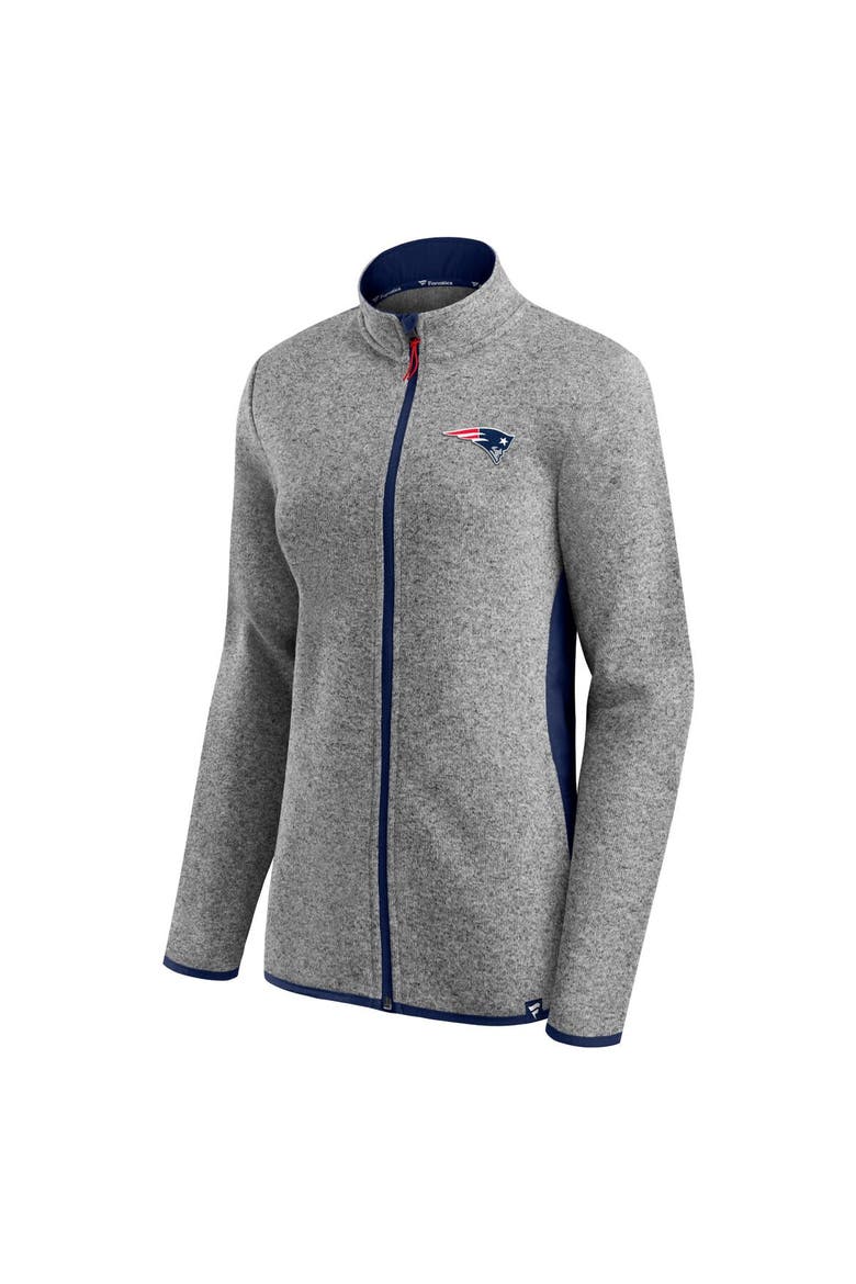 Women's Fanatics Branded Heathered Gray/Navy New England Patriots Block Party Primary Logo Full-Zip Jacket, Alternate, color, Heather Gray