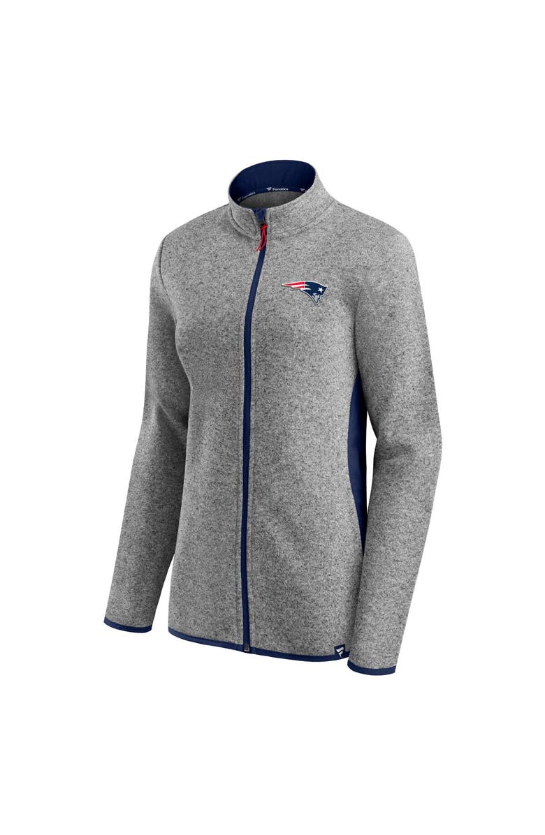 FANATICS Women's Fanatics Branded Heathered Gray/Navy New England Patriots Block Party Primary Logo Full-Zip Jacket, Alternate, color, 