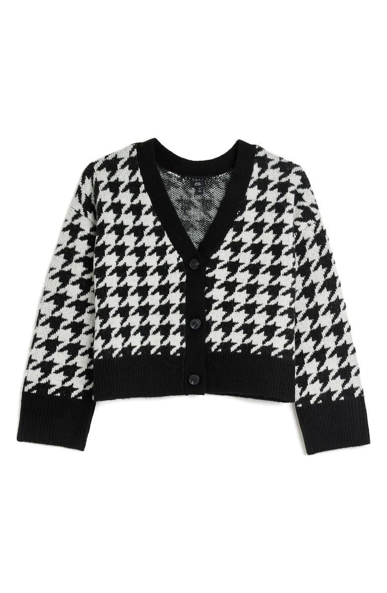 River Island Houndstooth Crop V-Neck Cardigan, Alternate, color, 
