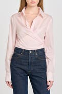 WAYF Amelie Tie Waist Cotton Button-Up Shirt