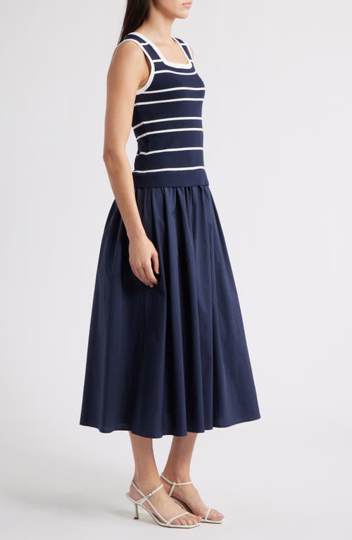 Zoe And Claire Mixed Media Sleeveless Midi Dress
