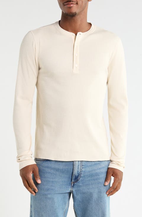Textured Knit Long Sleeve Henley
