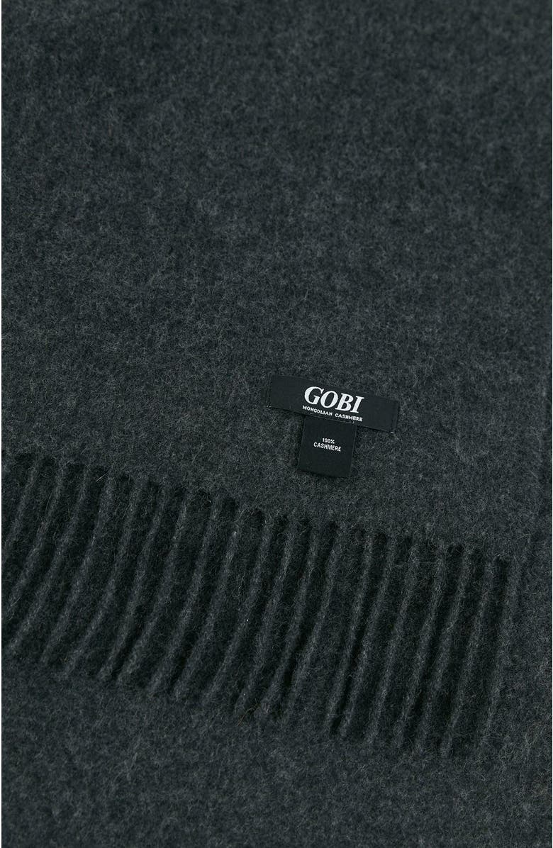 GOBI Mongolian Cashmere Medium Fringe Blanket, Alternate, color, Charcoal