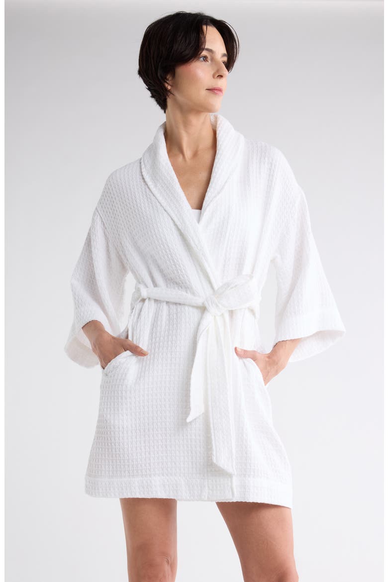 Cotton Waffle Knit Robe, Main, color, WHITE