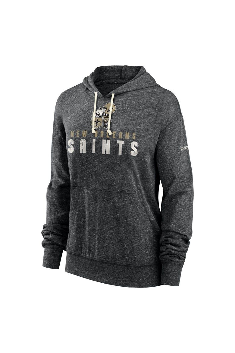 Women's Nike  Black New Orleans Saints Rewind Gym Vintage Pullover Hoodie, Alternate, color, Black