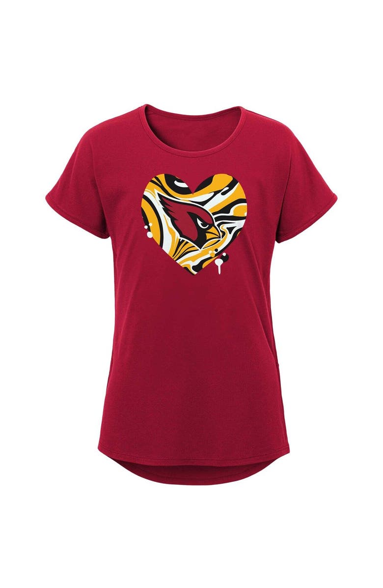 Outerstuff Girls Youth Cardinal Arizona Cardinals Drip Heart Dolman T-Shirt, Main, color, Cardinal