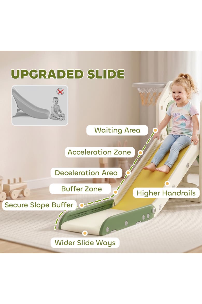 5-in-1 Toddler Slide, Foldable Playset with Ladder & Climber, Cream White, Alternate, color, Cream White