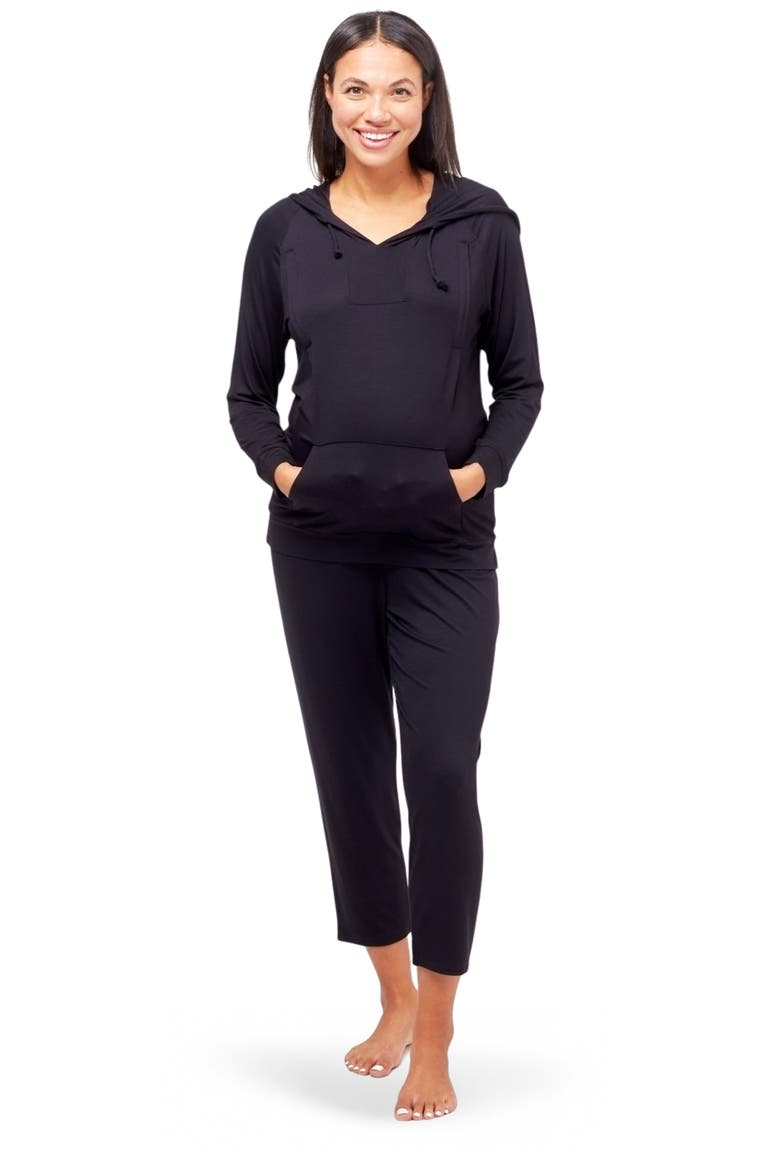 Maternity Simone Maternity/Nursing Hoodie, Alternate, color, BLACK