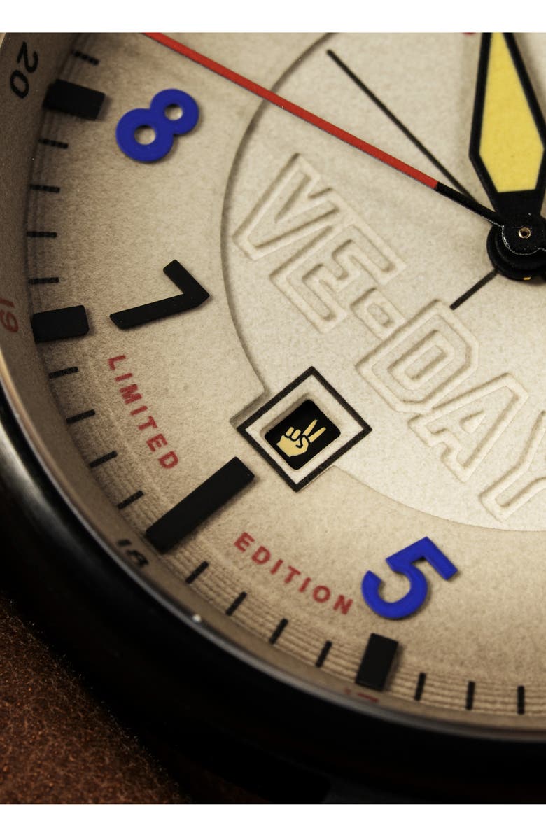 AVI-8 Hawker Hurricane Kent Leather Strap Watch, 43mm, Alternate, color, Cream