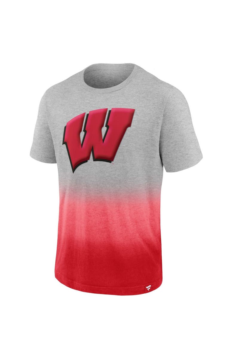 FANATICS Men's Fanatics Branded Heathered Gray/Red Wisconsin Badgers Team Ombre T-Shirt, Alternate, color, 