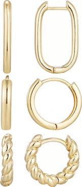 Adornia Set of 3 Hoop Earrings
