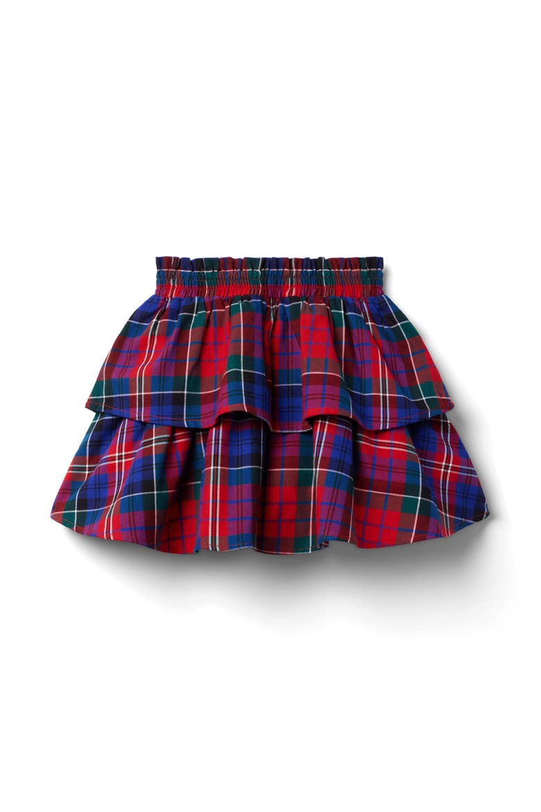 Tartan Tiered Skirt, Alternate, color, Red