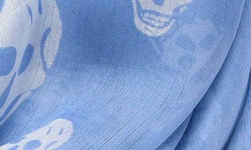 Alexander Mcqueen Mcqueen Skull Print Silk Scarf In 4878 Print Blue/ivory