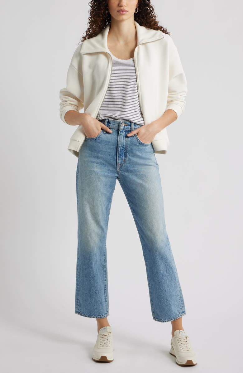 Caslon<sup>®</sup> Ottoman Knit Bomber Jacket, Alternate, color, White Hot