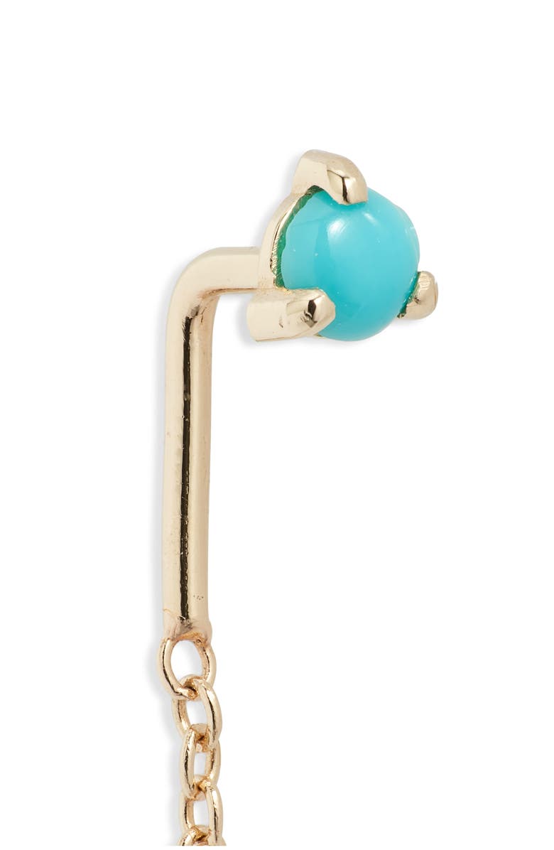 Zoë Chicco 14K Gold Prong Turquoise Threader Earrings, Alternate, color, Yellow Gold