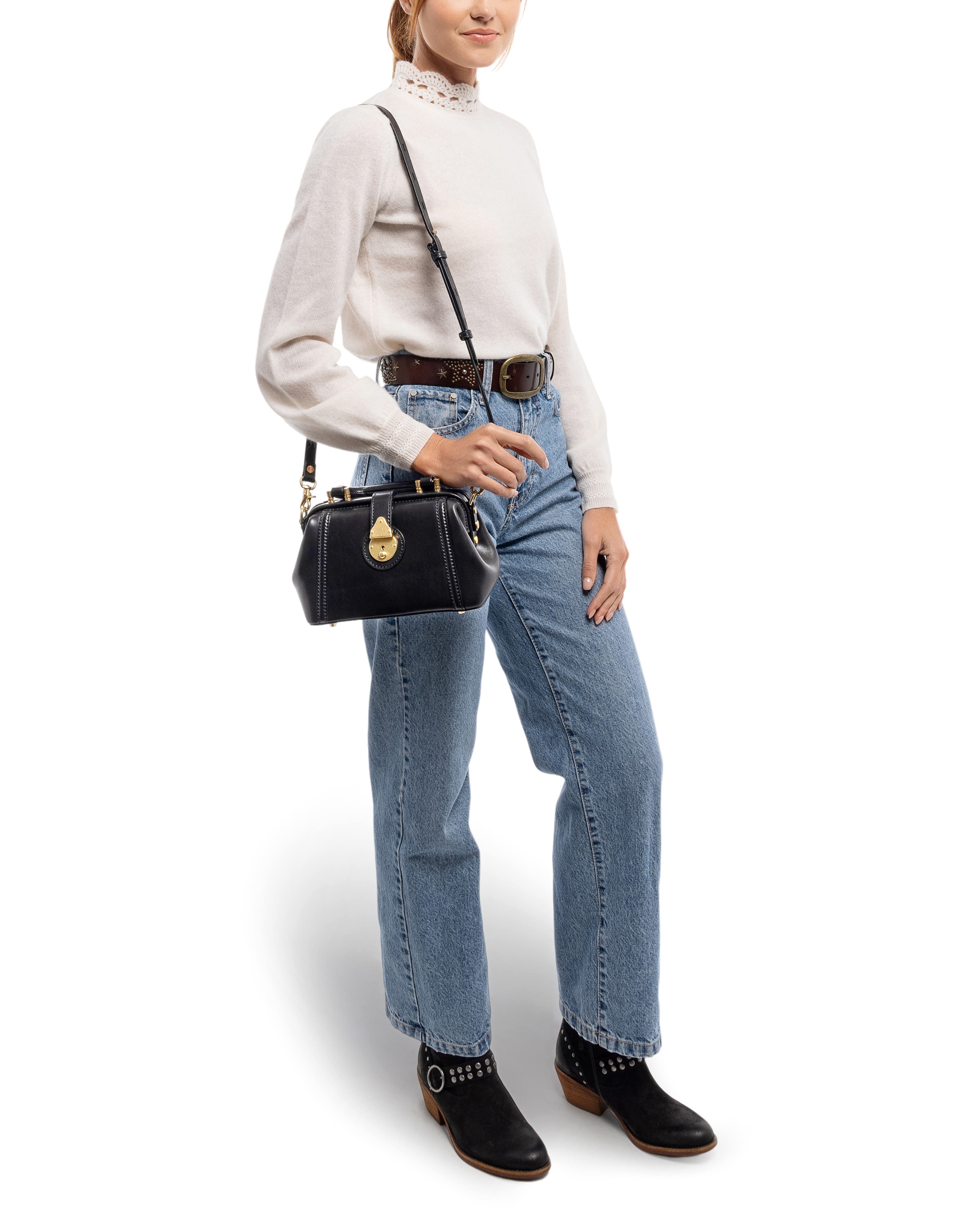 OLD TREND Azalea Genuine Leather Mini Doctor Satchel, Alternate, color, Black