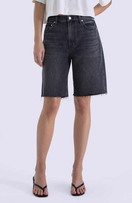 Nolan Denim Raw Hem Bermuda Shorts