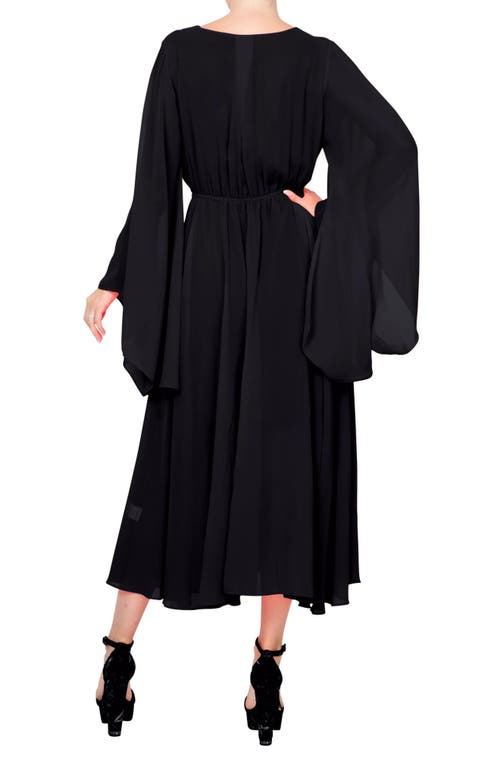 Meghan La Sunset Long Sleeve Midi Dress In Black