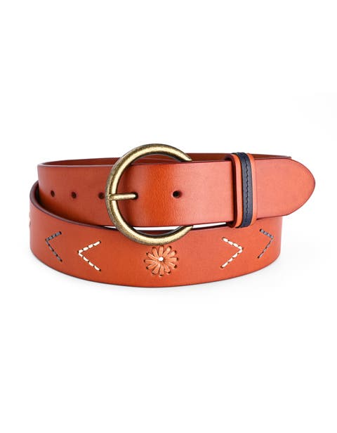 Boho Genuine Leather Perforated Handcrafted Detail Belt